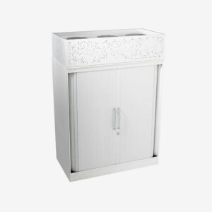 3 Tier Tambour Door Cabinet with Planters