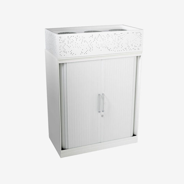 3 Tier Tambour Door Cabinet with Planters